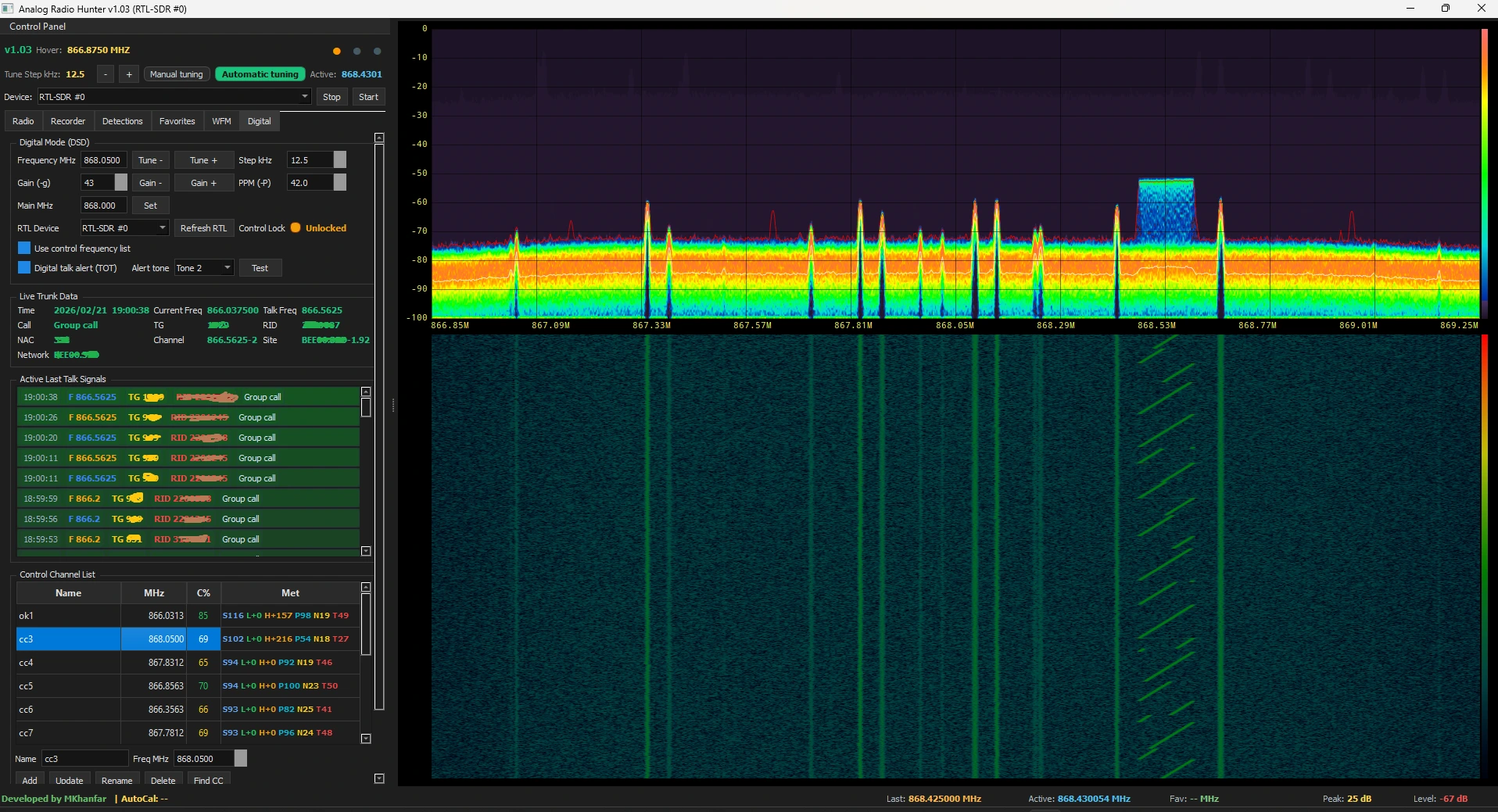 Digital DSD+ OP25 Control Channel Finder