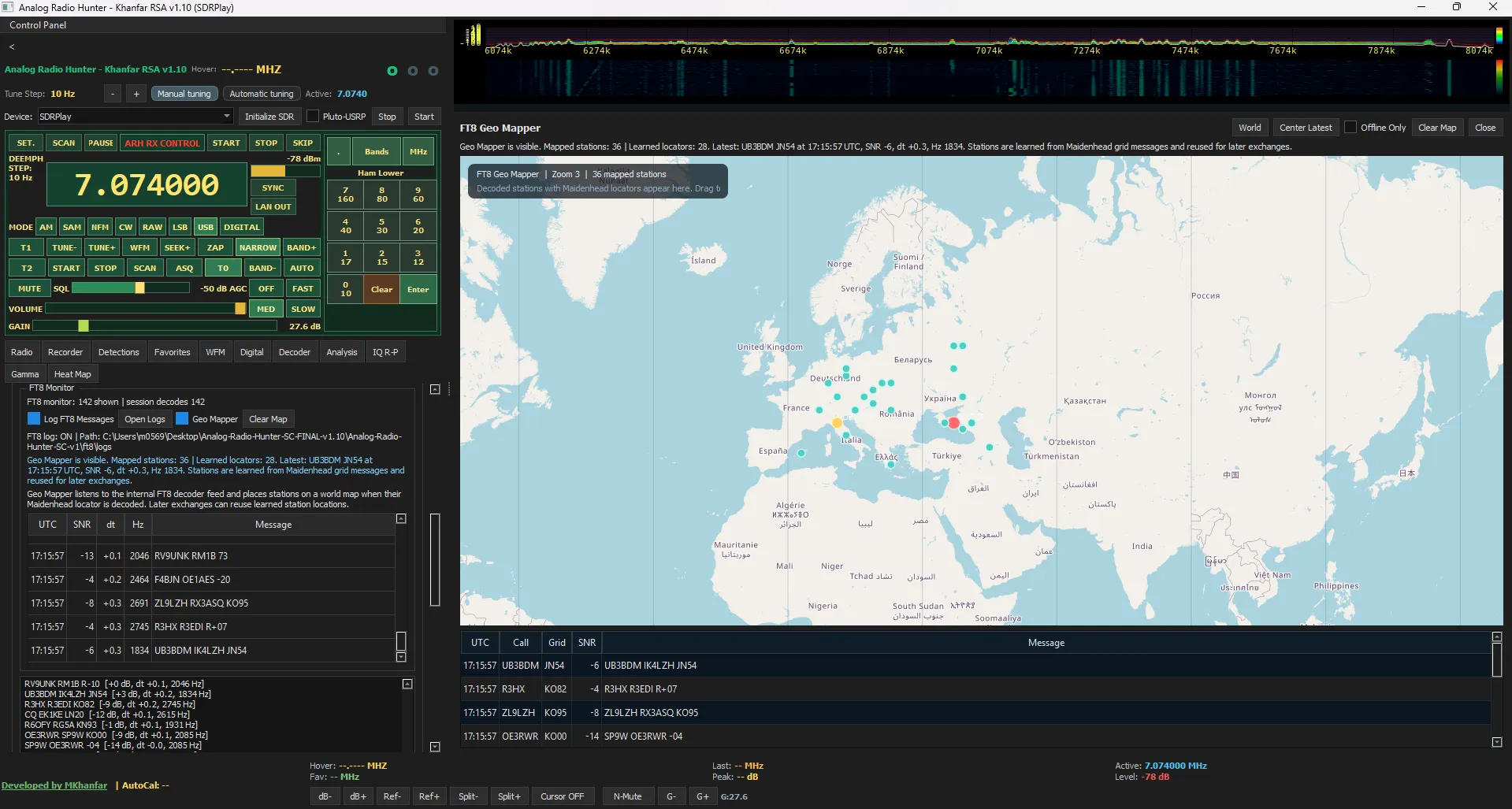 Khanfar RSA v1.11 FT8 Geo Mapper preview