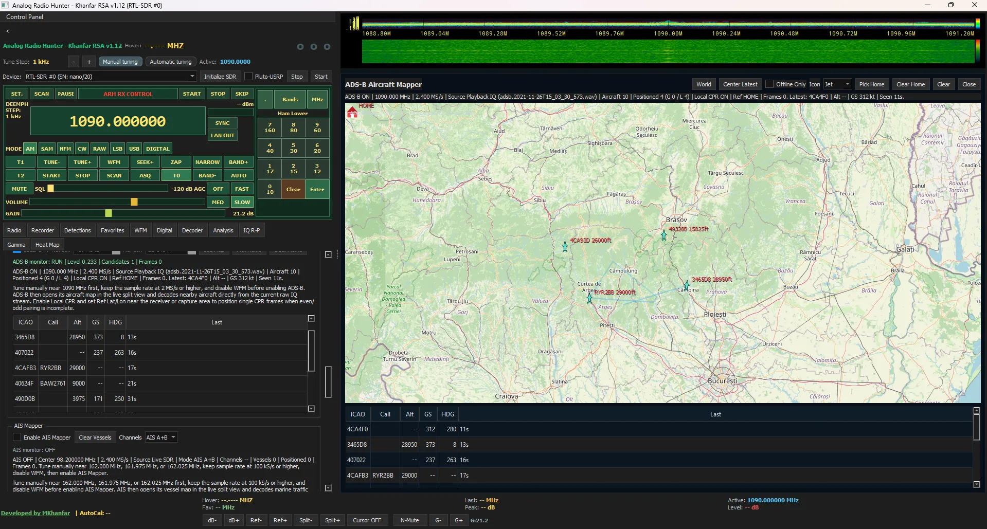 Khanfar RSA v1.11 ADS-B aircraft mapper preview