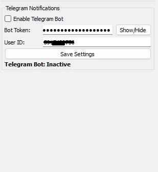 Telegram Integration Main View